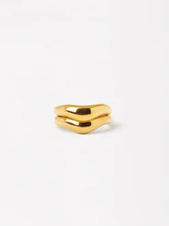 Parfois Aço inoxidável*Anel De Aço Inoxidável Duplo | Dourado