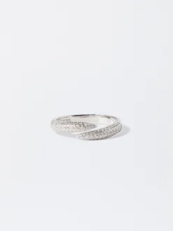 Parfois Prata 925*Anel De Prata 925 Com Zircónias | Prateado