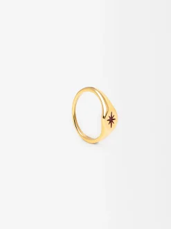Parfois Aço inoxidável*Anel De Sinete Estrela - Aço Inoxidável | Rosa