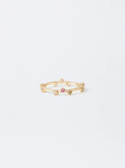 Parfois Bijuteria Delicada|Anéis*Anel Dourado Com Cristais | Multicor