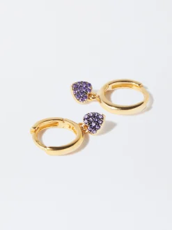 Parfois Prata 925*Argolas De Prata 925 Com Coração | Roxo