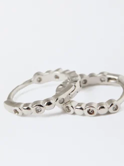 Parfois Prata 925*Argolas De Prata 925 Com Zircónias | Prateado