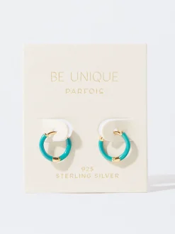 Parfois Crie os seus Brincos*Argolas Esmaltadas Personalizáveis Prata 925 Fúcsia | Verde