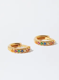 Parfois Crie os seus Brincos*Argolas Personalizáveis Prata 925 Com Zircónias | Multicor