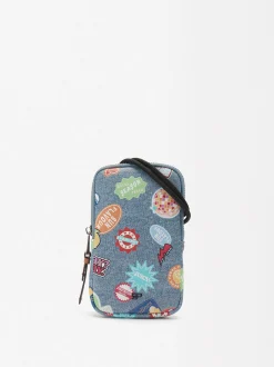Parfois Acessórios Telemóvel|Bolsas para Telemóvel*Bolsa Para Telemóvel Denim Estampada | Azul