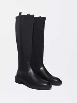 Parfois Botas e Botins*Botas Plana Em Stretch | Preto