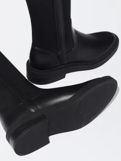 Parfois Botas e Botins*Botas Plana Em Stretch | Preto