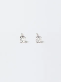 Parfois Básicos*Brincos Curtos De Prata 925 Com Zirconias Dourado | Prateado