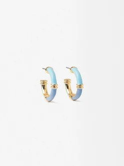 Parfois Brincos*Brincos De Argola Dourado Com Esmalte | Multicor