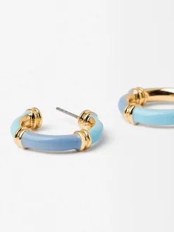 Parfois Brincos*Brincos De Argola Dourado Com Esmalte | Multicor