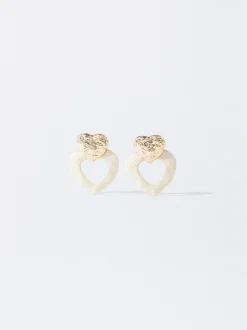 PARFOIS Brincos*Brincos De Coração Esmaltados | Bege