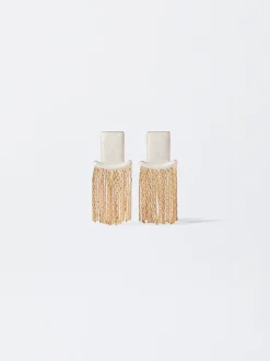 PARFOIS Brincos*Brincos Dourados Com Esmalte | Bege