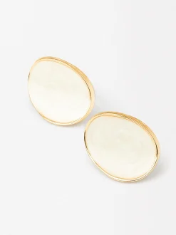 PARFOIS Brincos*Brincos Dourados Esmaltados | Bege