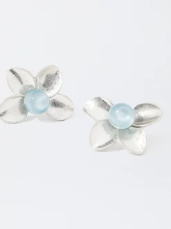 PARFOIS Brincos*Brincos Flor Com Pedra | Cinzento