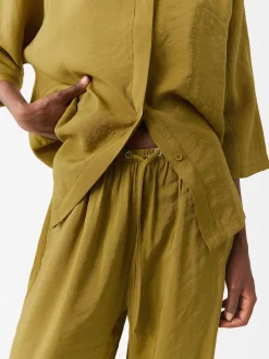 Parfois Básicos|Calças*Calças Fluidas Ajustáveis Com Cordão Verde | Amarelo