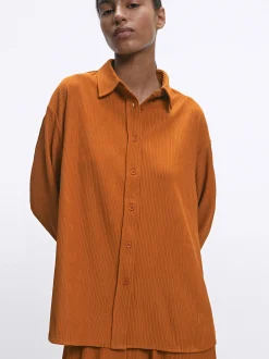 Parfois Básicos|Camisas*Camisa Fluida Bege | Laranja