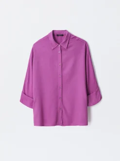 Parfois Básicos|Camisas*Camisa Fluida Com Botões Azul | Lil&aacute;s