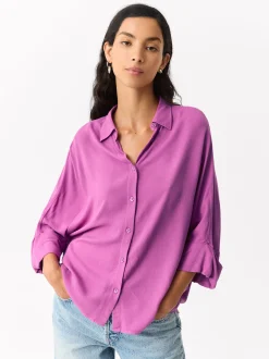 Parfois Básicos|Camisas*Camisa Fluida Com Botões Azul | Lil&aacute;s