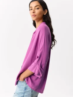 Parfois Básicos|Camisas*Camisa Fluida Com Botões Azul | Lil&aacute;s