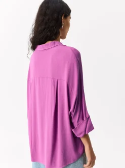 Parfois Básicos|Camisas*Camisa Fluida Com Botões Azul | Lil&aacute;s