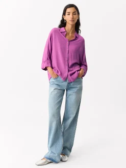 Parfois Básicos|Camisas*Camisa Fluida Com Botões Azul | Lil&aacute;s