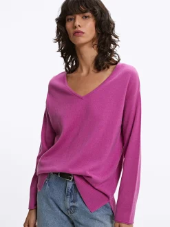 Parfois Básicos|Malha*Camisola De Malha Decote Em Bico Fúcsia | FÚcsia