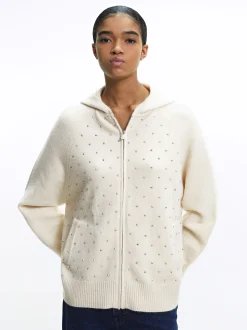 Parfois Malha|Camisolas e Cardigan*Cardigan De Malha Com Strass Cinzento | Cru