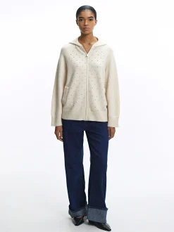 Parfois Malha|Camisolas e Cardigan*Cardigan De Malha Com Strass Cinzento | Cru