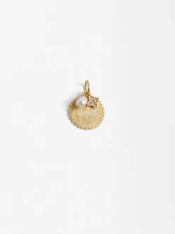 Parfois Crie o seu Colar*Charm Medalha Com Detalhes Prata 925 | Dourado