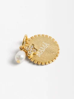 Parfois Crie o seu Colar*Charm Medalha Com Detalhes Prata 925 | Dourado