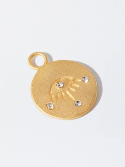 Parfois Crie o seu Colar*Charm Medalha Com Olho Prata 925 | Dourado