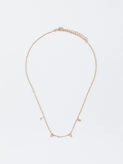 Parfois Bijuteria Delicada*Colar Com Zircónias Love | Dourado