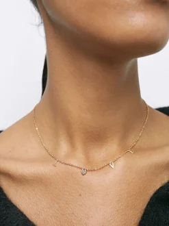 Parfois Bijuteria Delicada*Colar Com Zircónias Love | Dourado