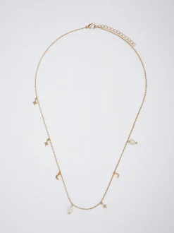 Parfois Bijuteria Delicada*Colar Com Pérola E Meia-Lua | Dourado