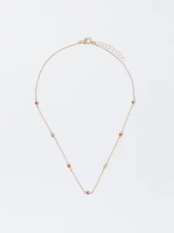 Parfois Bijuteria Delicada*Colar Dourado Com Zircónias | Multicor