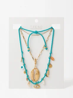Parfois Bijuteria de festa new|Colares*Colar Duplo Com Búzio E Charms | Azul