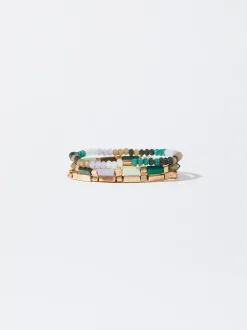 Parfois Pulseiras*Conjunto De Pulseiras Elásticas Com Cristais | Multicor