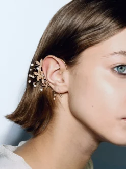 Parfois Acessórios de Cabelo*Ear Cuff Com Flores E Pérolas | Branco
