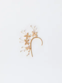 Parfois Acessórios de Cabelo*Ear Cuff Com Flores E Pérolas | Branco