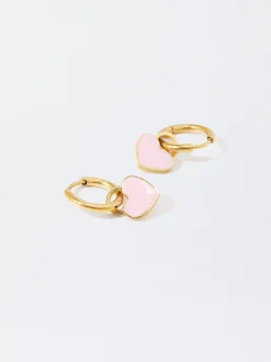 Parfois Aço inoxidável*Exclusivo Online - Argolas De Aço Inoxidável Com Coração Personalizável | Rosa