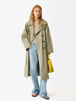 Parfois Blazers e Casacos*Gabardina Clásica Com Cinto | Caqui