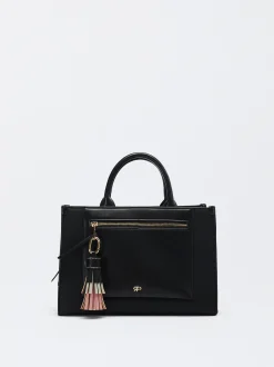 Parfois Malas de Mão|Malas Grandes*Mala Tote Com Penduro Bege | Preto