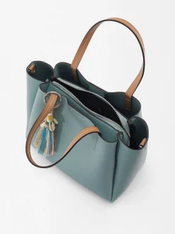 Parfois Malas de Mão|Malas Grandes*Mala Tote Com Penduro Preto | Azul