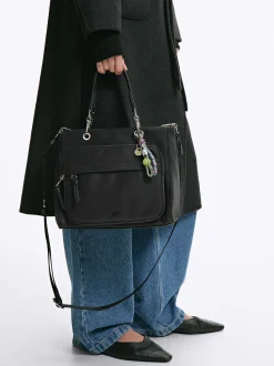 Parfois Malas de Mão|Nylon*Mala Tote Com Penduro | Preto