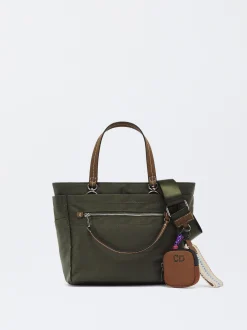 Parfois Malas Grandes|Malas de Mão*Mala Tote De Nylon Personalizável Preto | Caqui