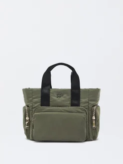 Parfois Malas de Mão|Nylon*Mala Tote De Nylon Preto | Caqui