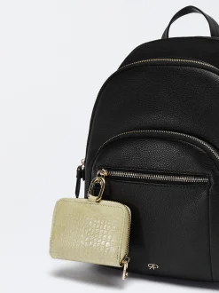 Parfois Mochilas*Mochila Com Penduro Bege | Preto