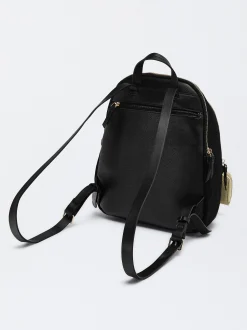 Parfois Mochilas*Mochila Com Penduro Bege | Preto