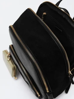 Parfois Mochilas*Mochila Com Penduro Bege | Preto