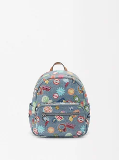 Parfois Mochilas*Mochila Denim Estampada | Azul